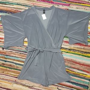 Gray Kimono-Style Romper